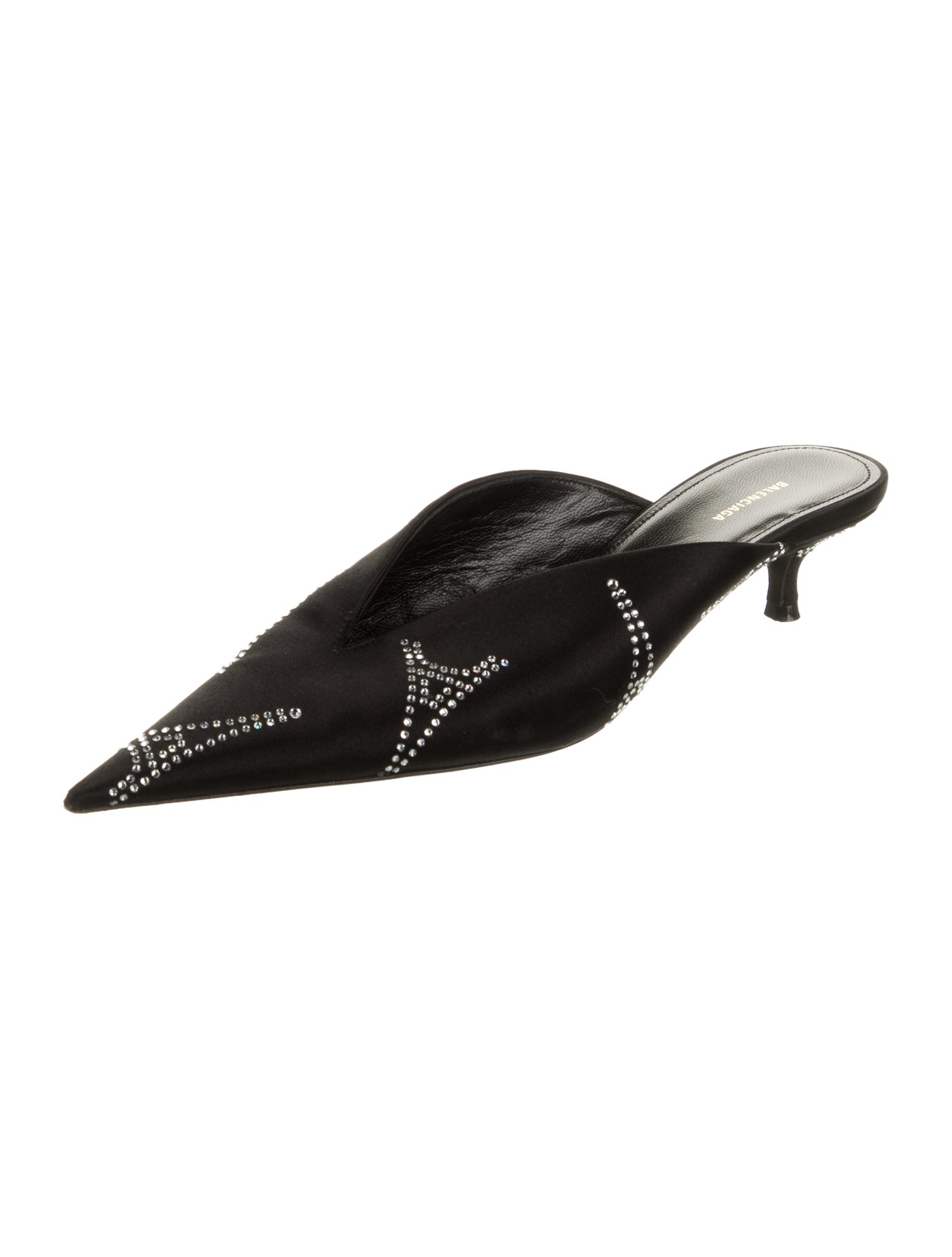 Balenciaga Satin Crystal Embellishments Mules